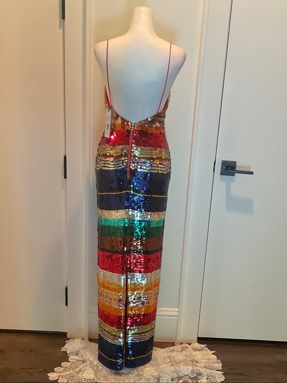 Alice + Olivia Multicolor Sequin Stripe Maxi Dress - Picture 3 of 5